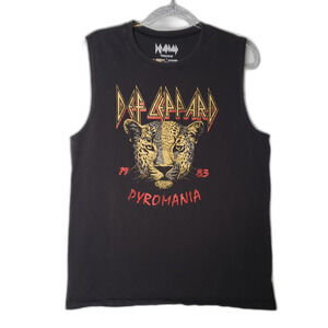 Def Leppard Pyromania 1983 Black Sleeveless Tank Top Mens Size Large